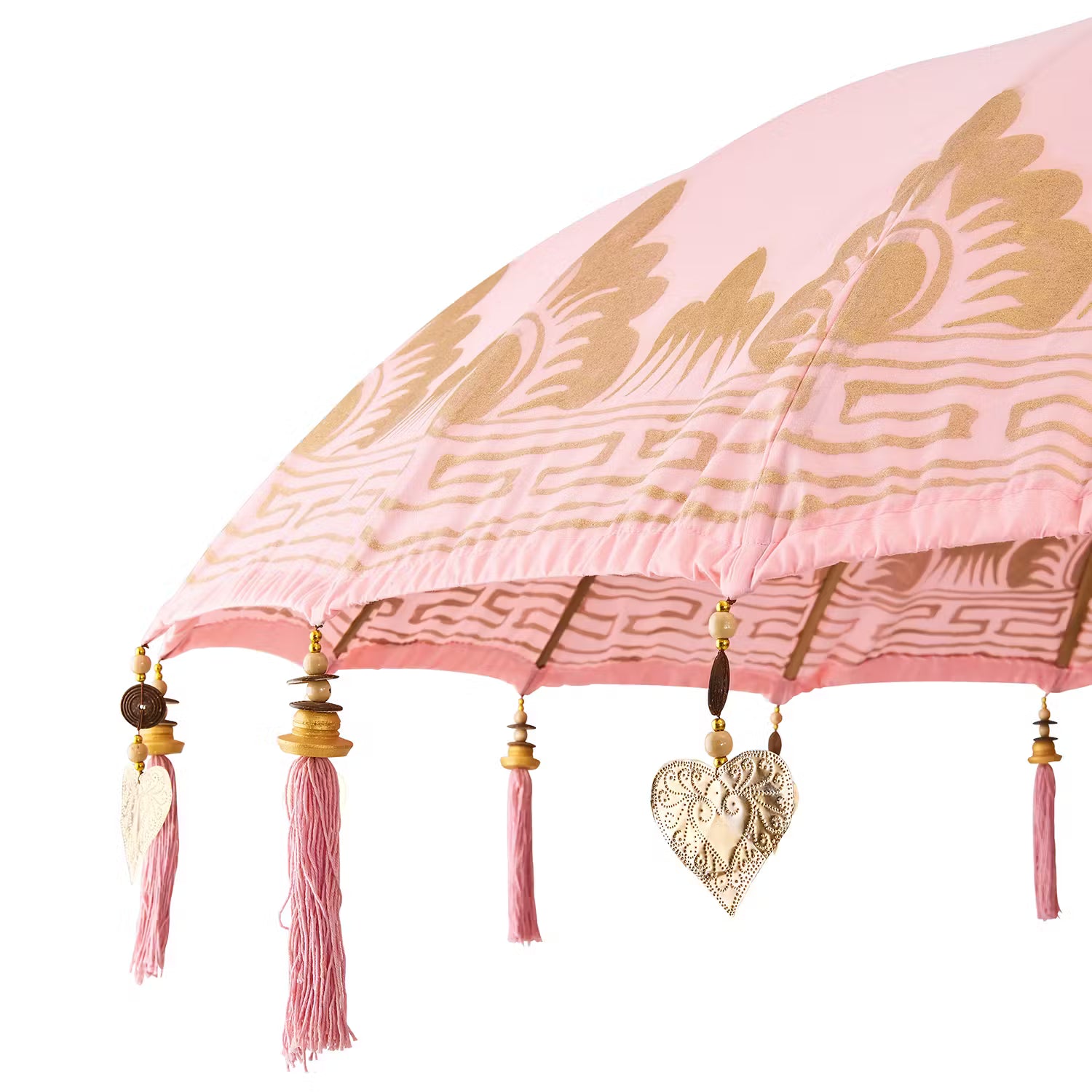 ORIENTAL LOUNGE Sonnenschirm - Baumwollstoff / Fruchtholz - Pink