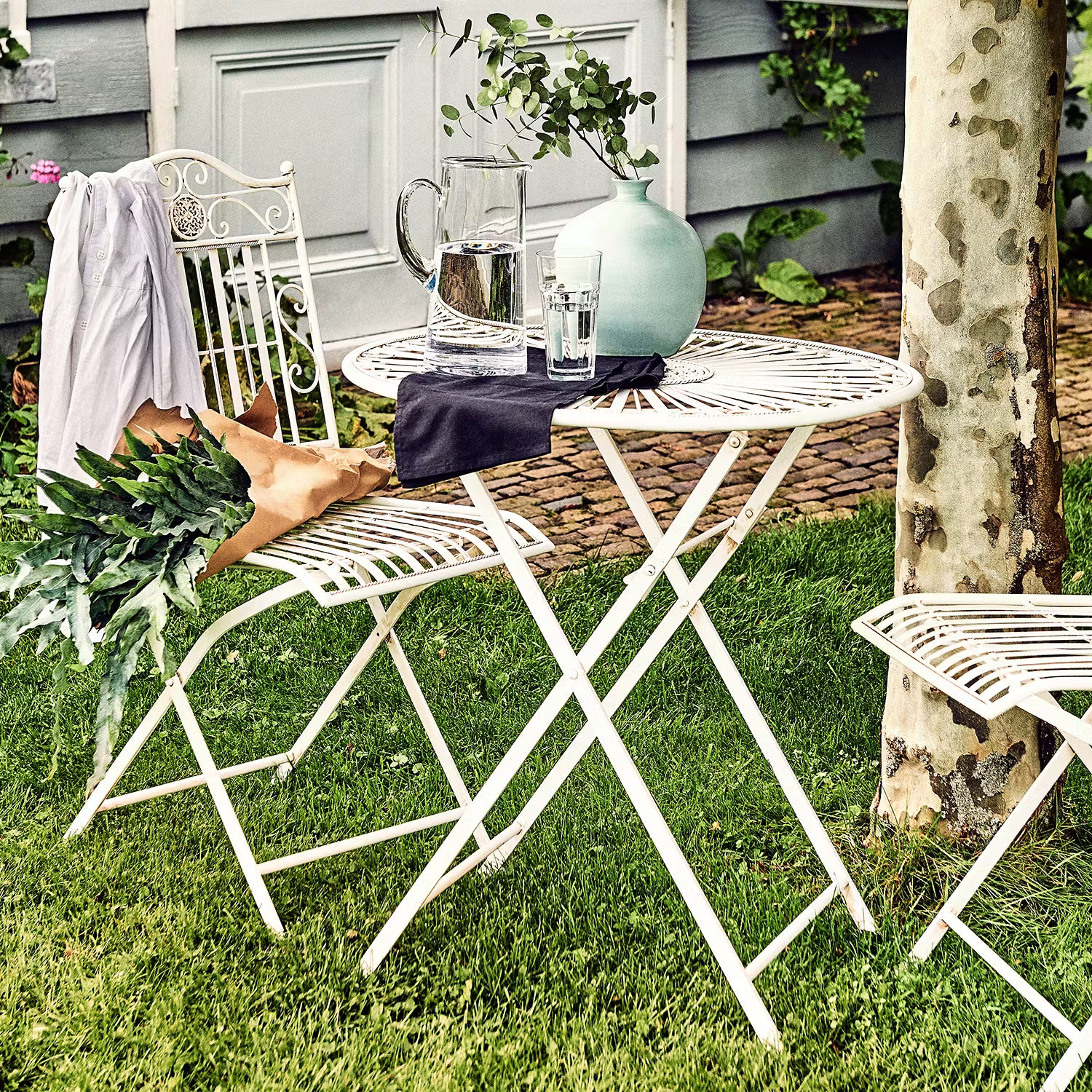 TERRACE HILL Gartenessgruppe 3-tlg. - Eisen - Creme