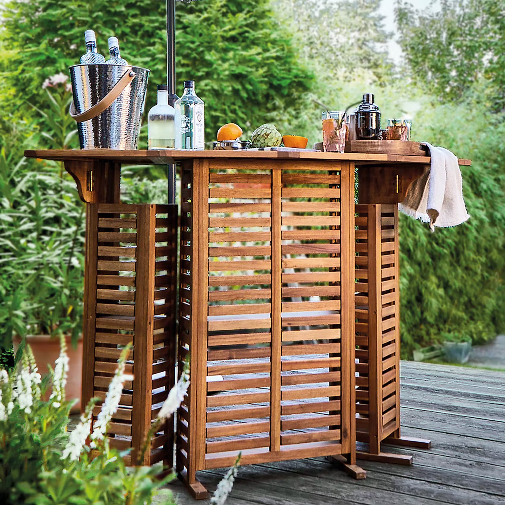 TURNTABLE Gartenbar - Akazienholz - Natur