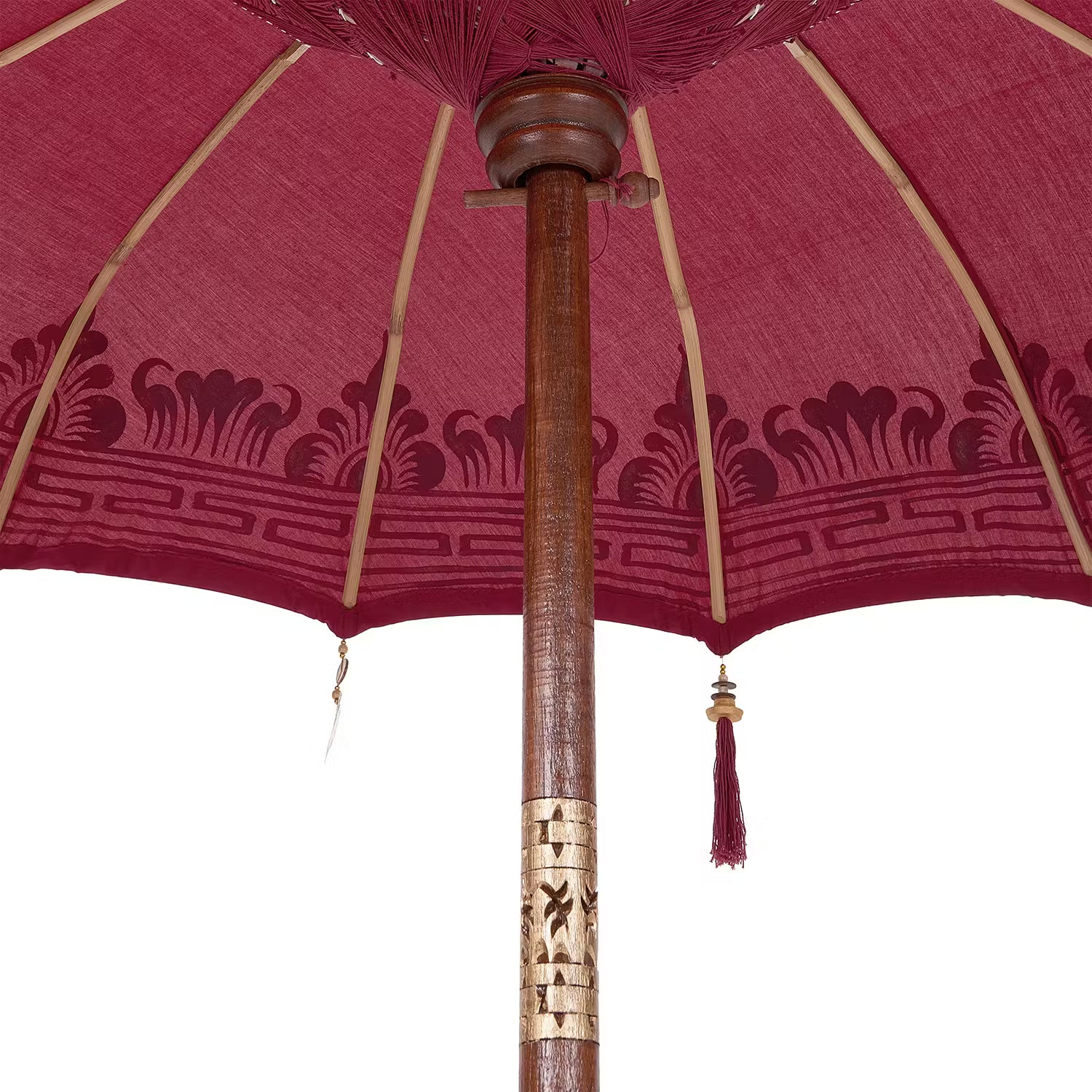 ORIENTAL LOUNGE Sonnenschirm - Baumwollstoff / Fruchtholz - Dunkelrot