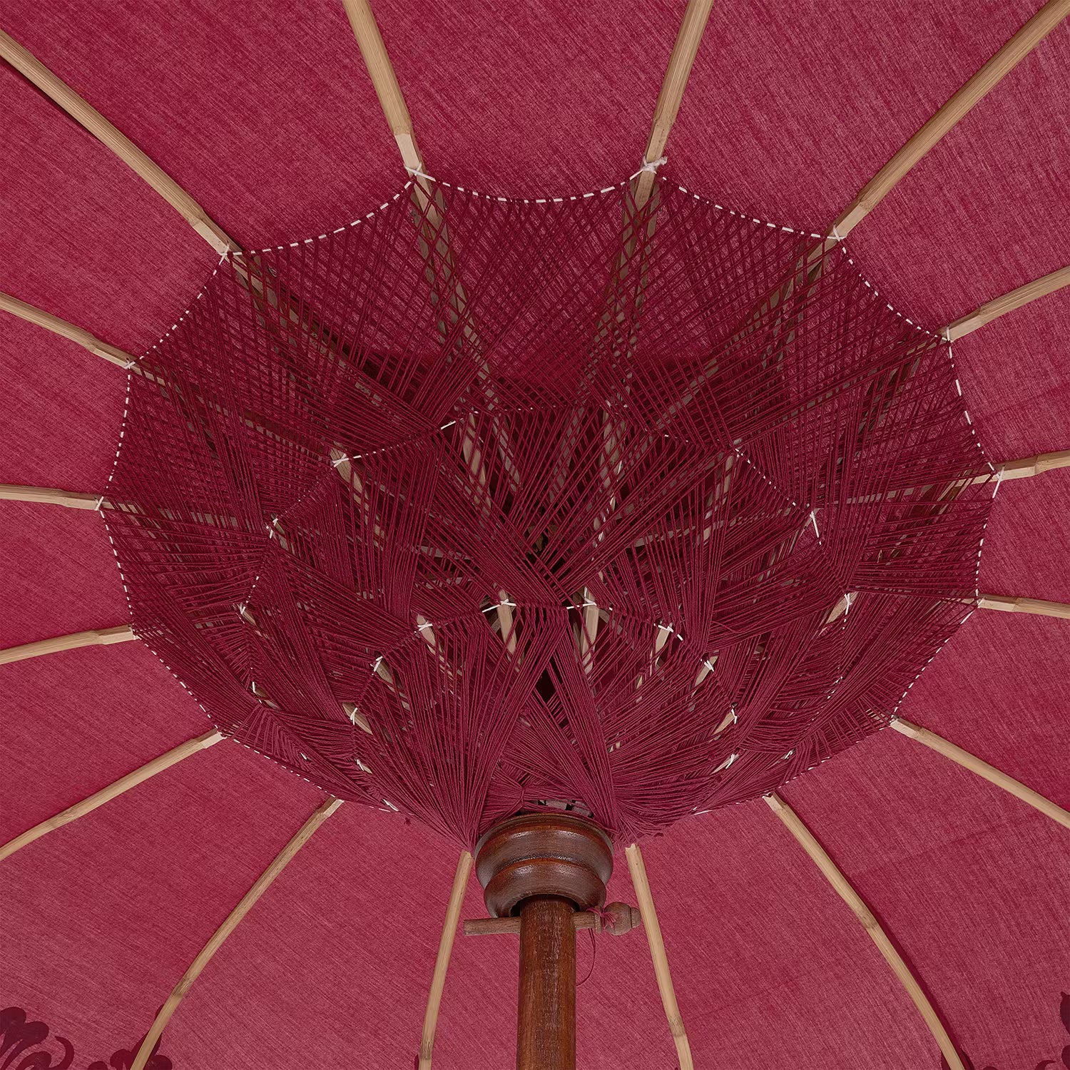ORIENTAL LOUNGE Sonnenschirm - Baumwollstoff / Fruchtholz - Dunkelrot