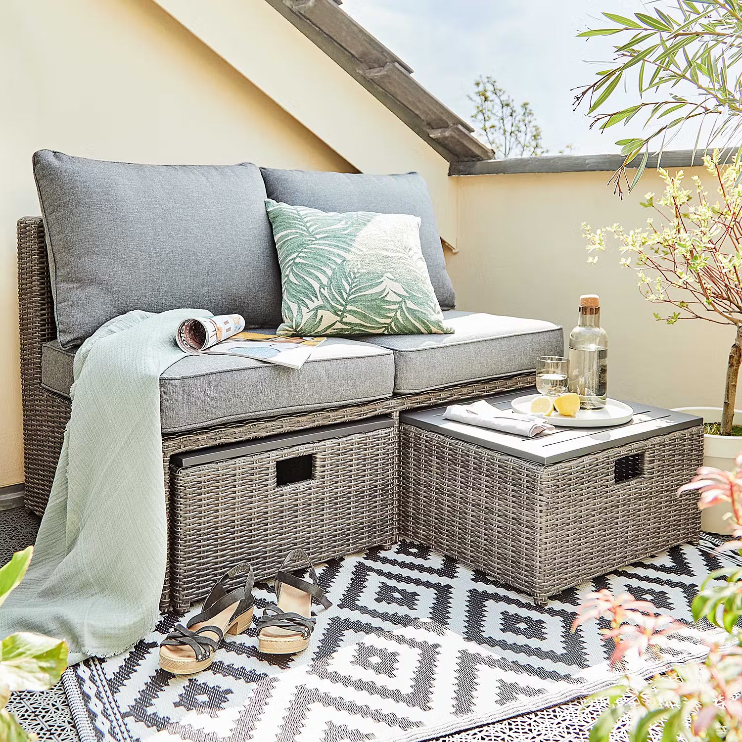 BLOCK PARTY Loungesofa - Aluminium / Polyester - Dunkelgrau
