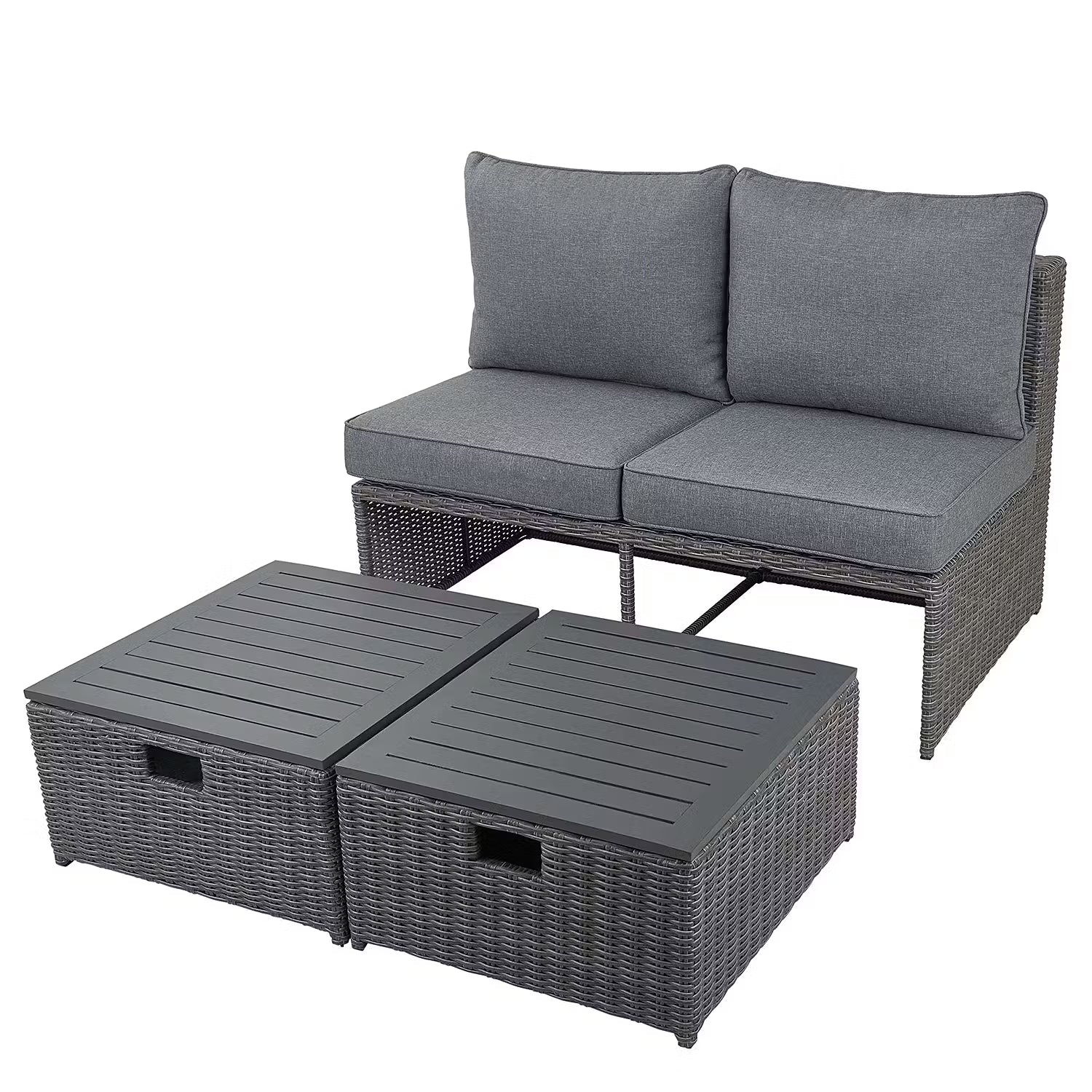 BLOCK PARTY Loungesofa - Aluminium / Polyester - Dunkelgrau