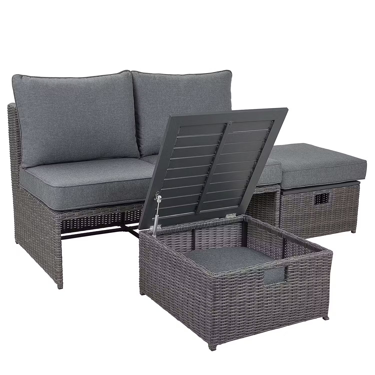 BLOCK PARTY Loungesofa - Aluminium / Polyester - Dunkelgrau