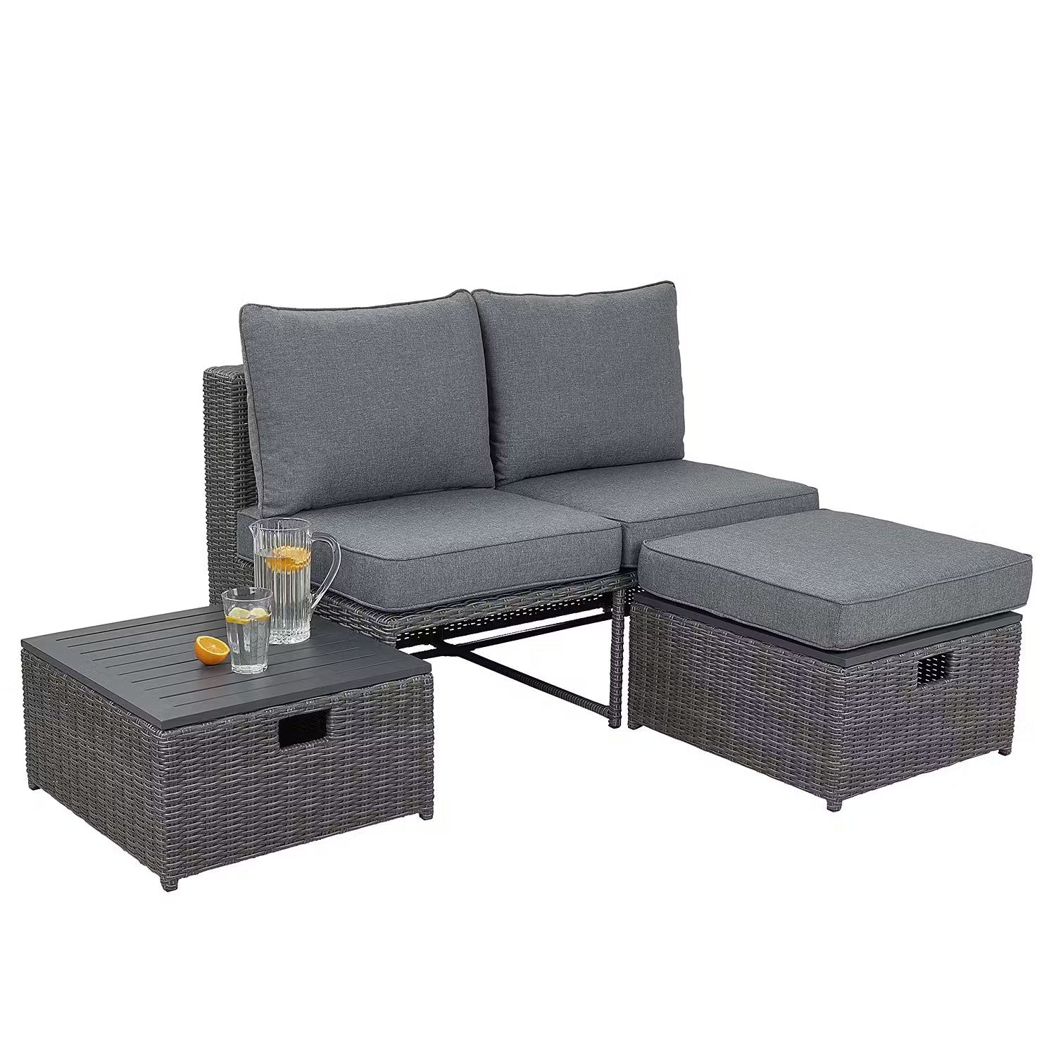 BLOCK PARTY Loungesofa - Aluminium / Polyester - Dunkelgrau
