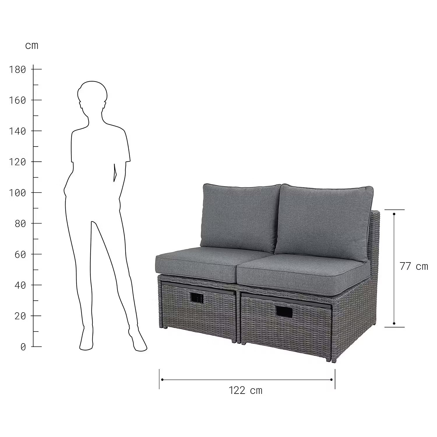 BLOCK PARTY Loungesofa - Aluminium / Polyester - Dunkelgrau