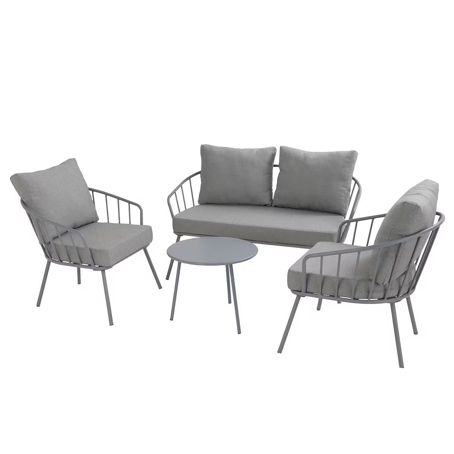 JUNTO Gartengruppe 4-tlg. - Stahl / Polyester - Grau