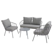 JUNTO Gartengruppe 4-tlg. - Stahl / Polyester - Grau
