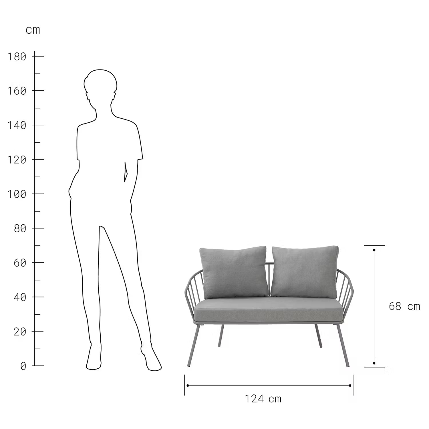 JUNTO Gartengruppe 4-tlg. - Stahl / Polyester - Grau