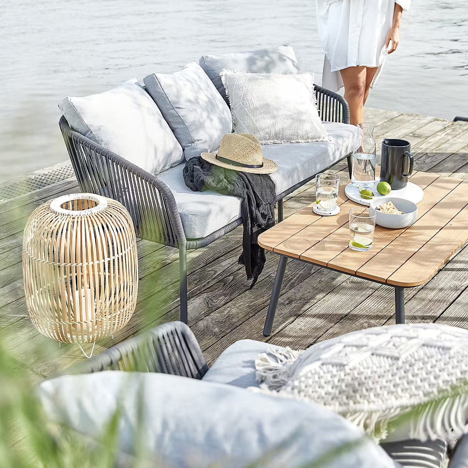 SLING TIME Loungeset 4-tlg. - Aluminium / Polyester - Anthrazit / Hellgrau