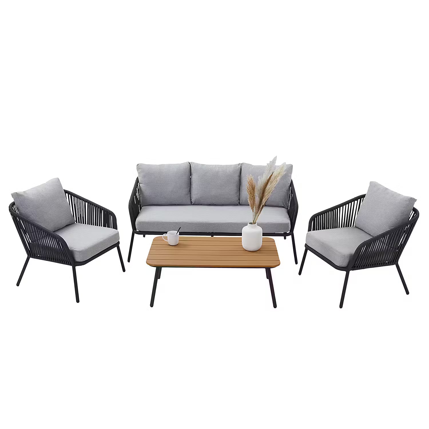 SLING TIME Loungeset 4-tlg. - Aluminium / Polyester - Anthrazit / Hellgrau