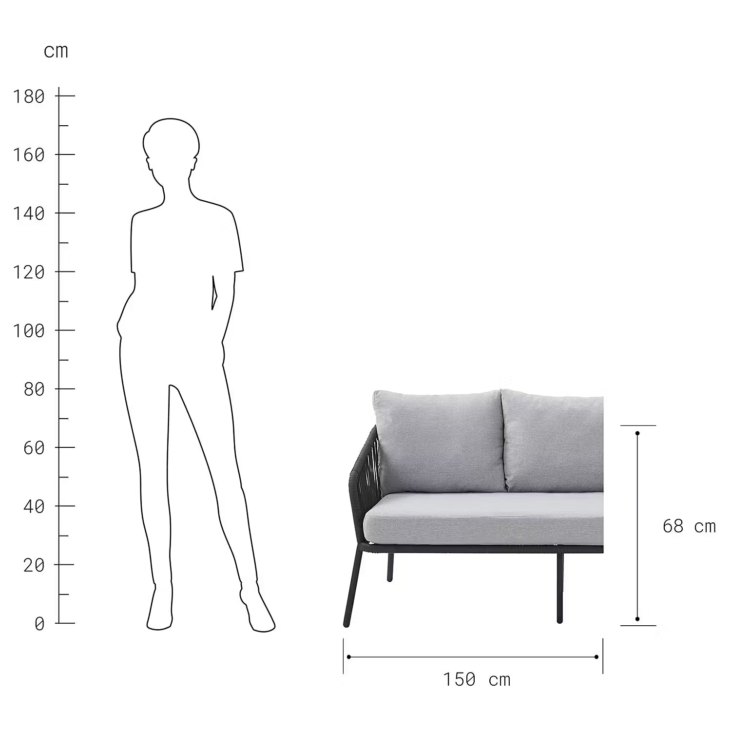 SLING TIME Loungeset 4-tlg. - Aluminium / Polyester - Anthrazit / Hellgrau