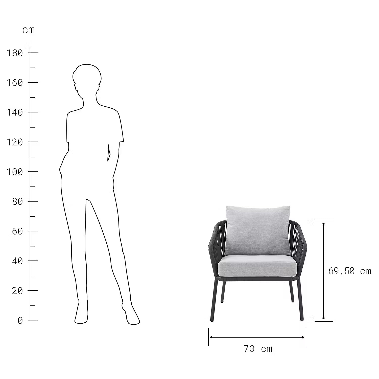 SLING TIME Loungeset 4-tlg. - Aluminium / Polyester - Anthrazit / Hellgrau