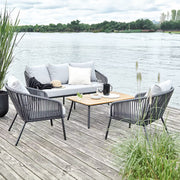 SLING TIME Loungeset 4-tlg. - Aluminium / Polyester - Anthrazit / Hellgrau