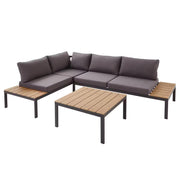 LOUNGE LIFE Loungegruppe 3-tlg. - Stahl / Polyester - Grau / Natur