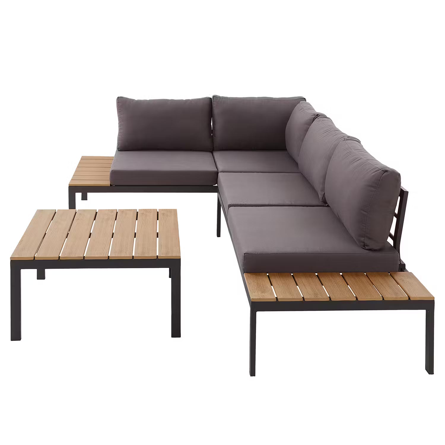 LOUNGE LIFE Loungegruppe 3-tlg. - Stahl / Polyester - Grau / Natur