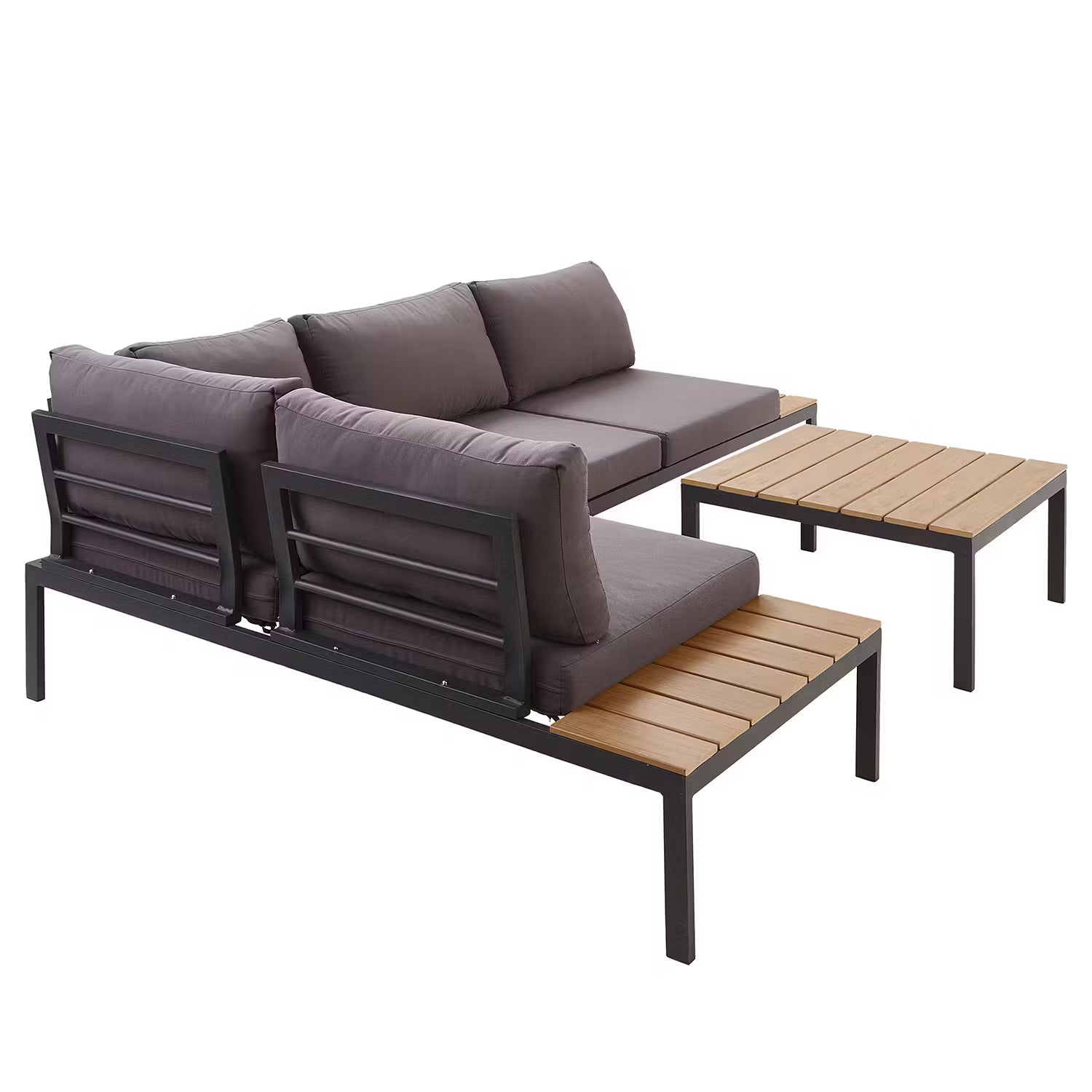 LOUNGE LIFE Loungegruppe 3-tlg. - Stahl / Polyester - Grau / Natur