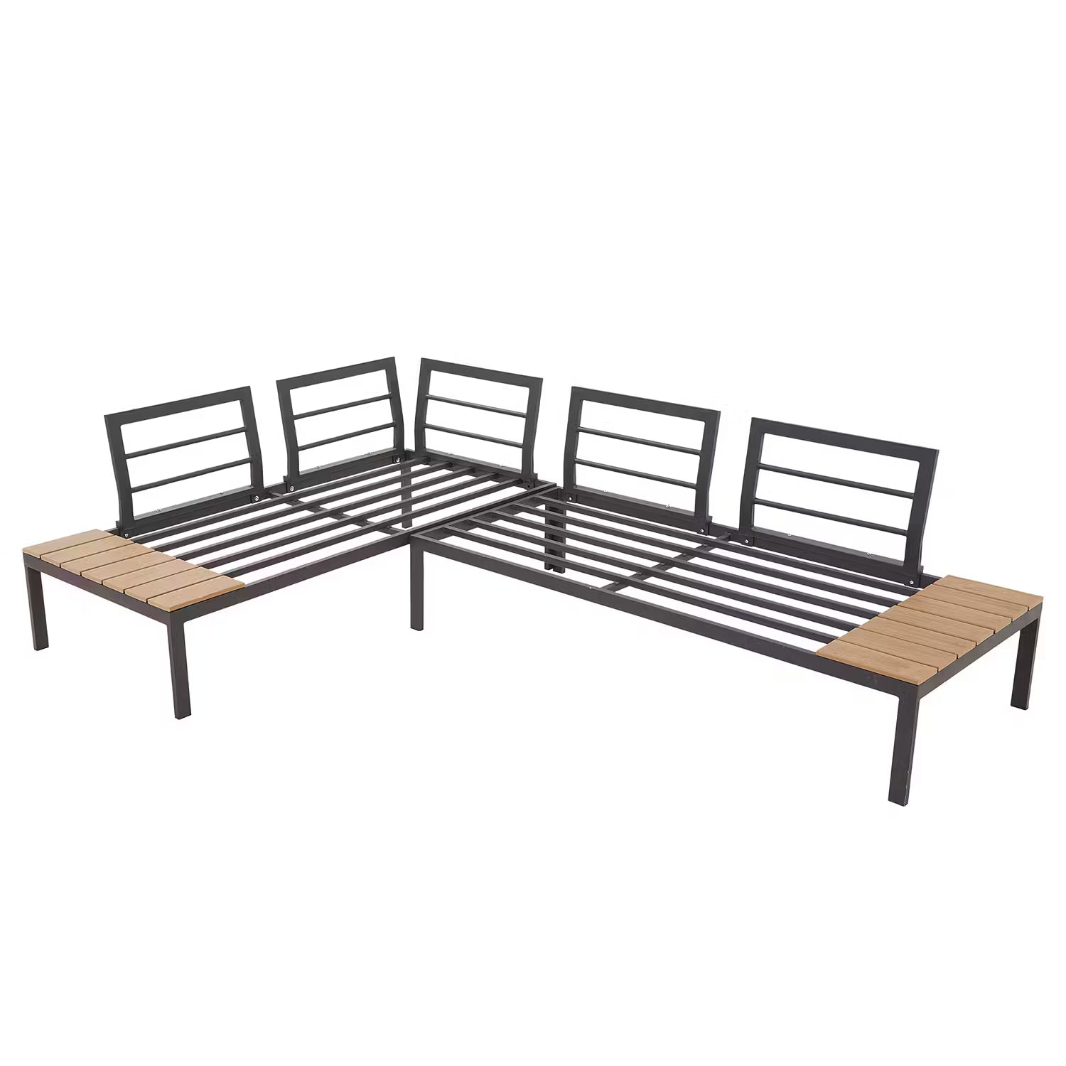 LOUNGE LIFE Loungegruppe 3-tlg. - Stahl / Polyester - Grau / Natur
