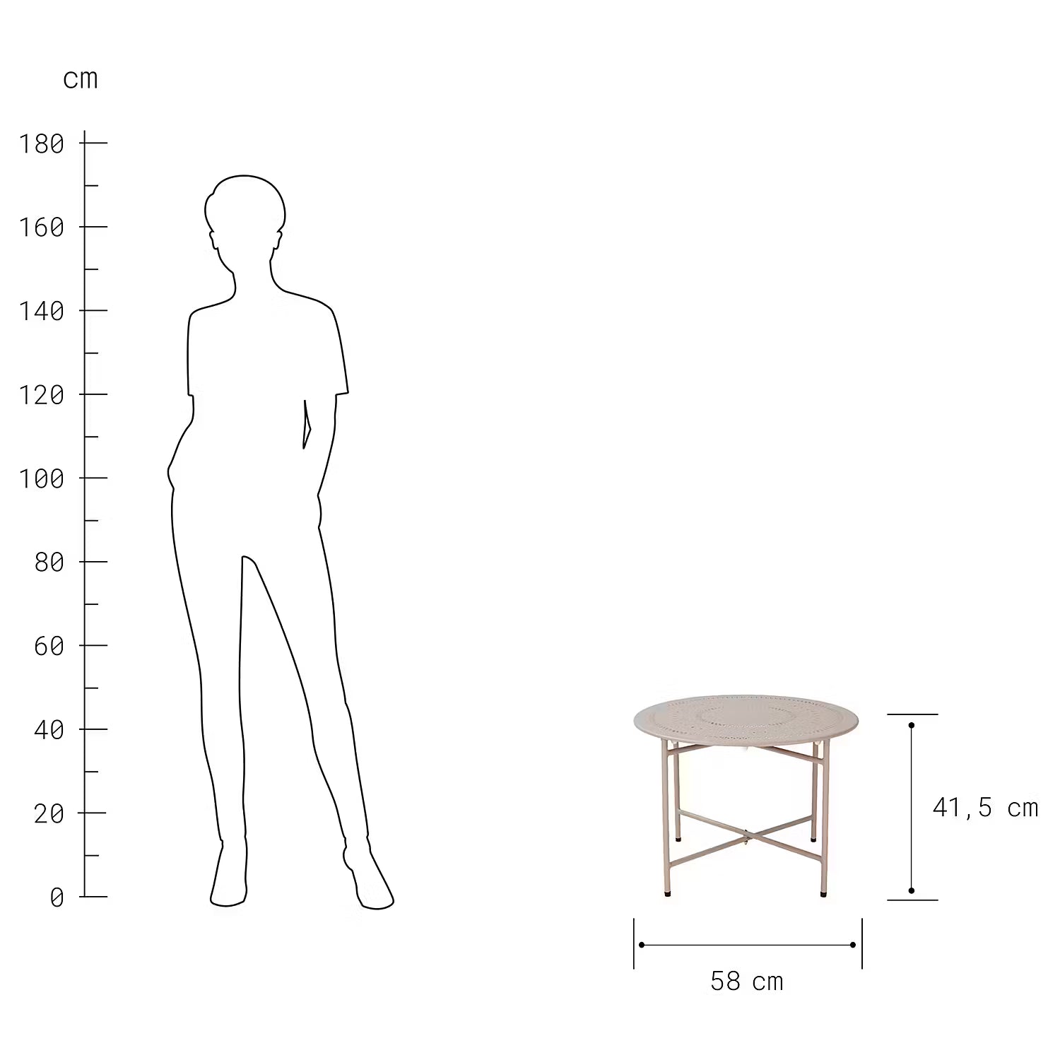 ASHLEY Gartentisch - Stahl - Beige