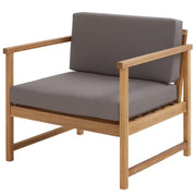 MIDTOWN Loungesessel - Akazie teilmassiv / Polyester - Natur / Grau