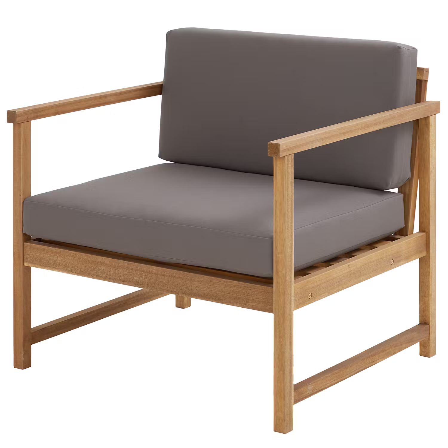MIDTOWN Loungesessel - Akazie teilmassiv / Polyester - Natur / Grau