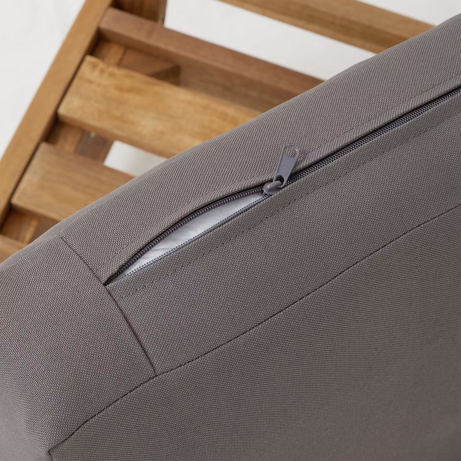 MIDTOWN Loungesessel - Akazie teilmassiv / Polyester - Natur / Grau