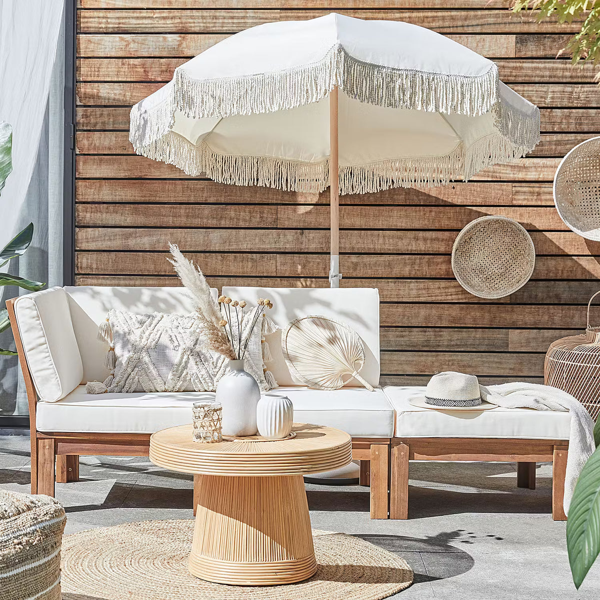 BOHO LOUNGE Strandschirm Creme