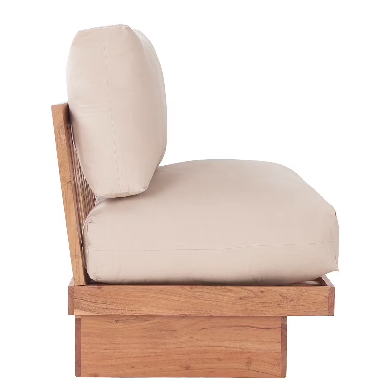 DOCKLAND Loungesofa - Akazie teilmassiv / Baumwolle - Braun / Creme