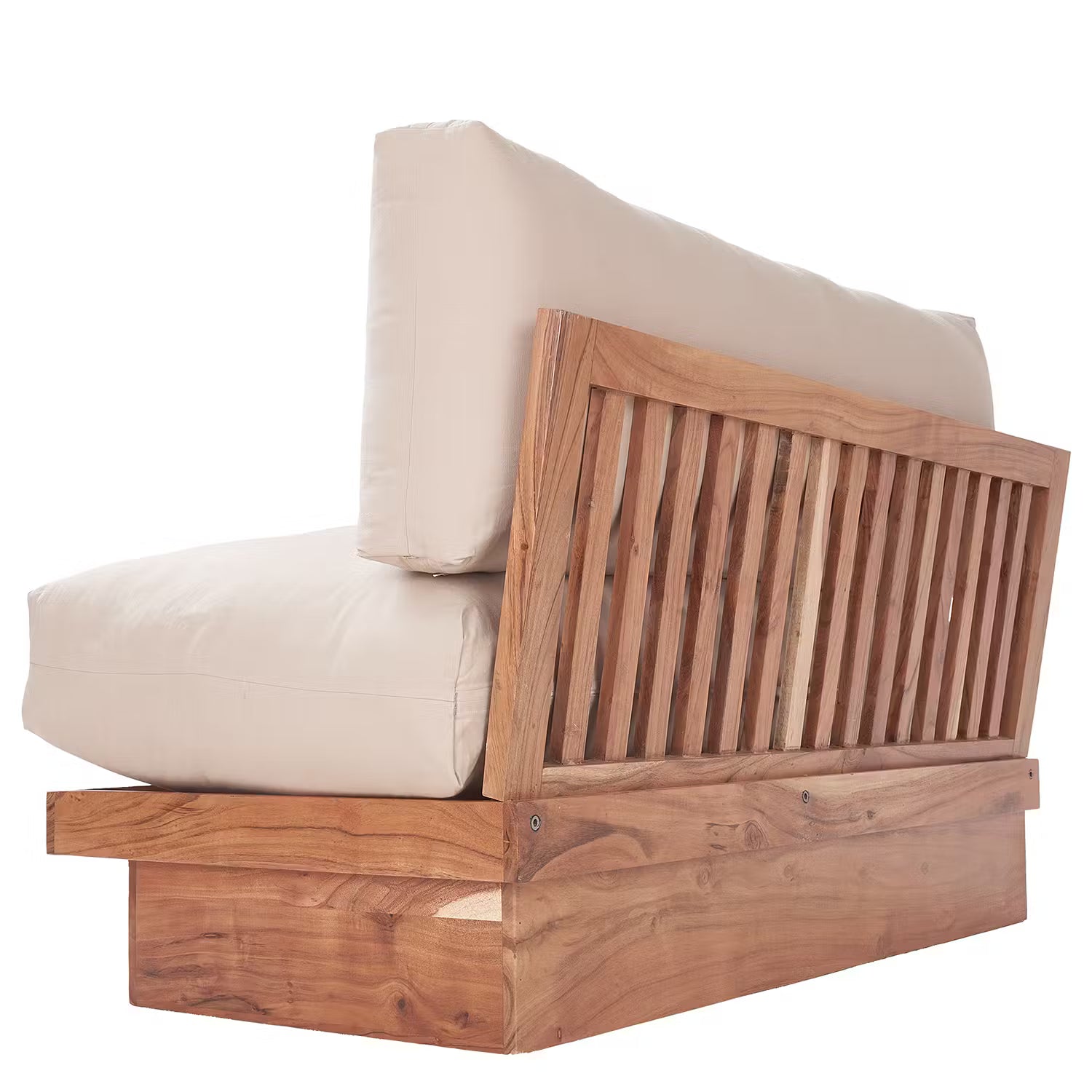 DOCKLAND Loungesofa - Akazie teilmassiv / Baumwolle - Braun / Creme
