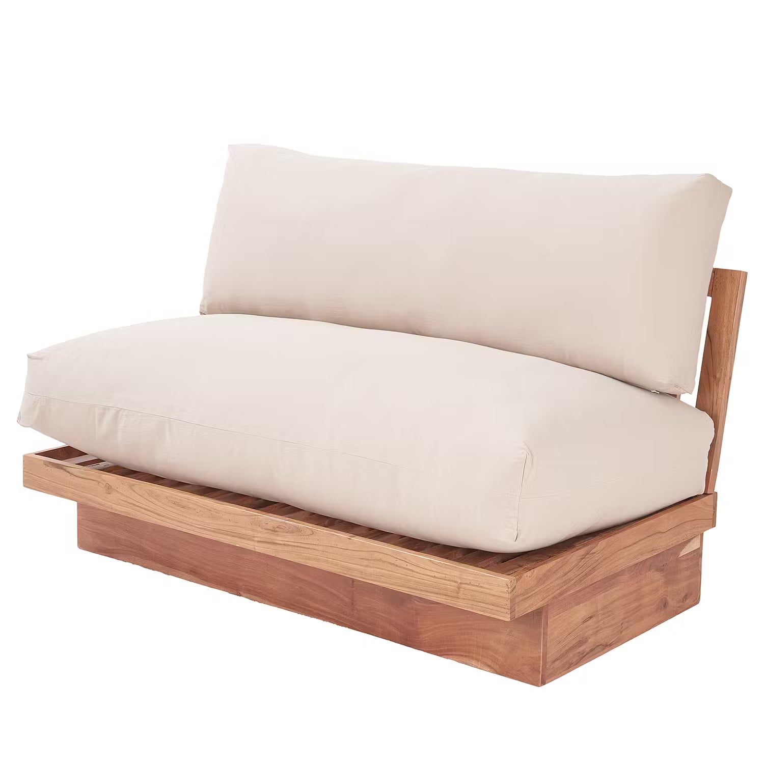 DOCKLAND Loungesofa - Akazie teilmassiv / Baumwolle - Braun / Creme