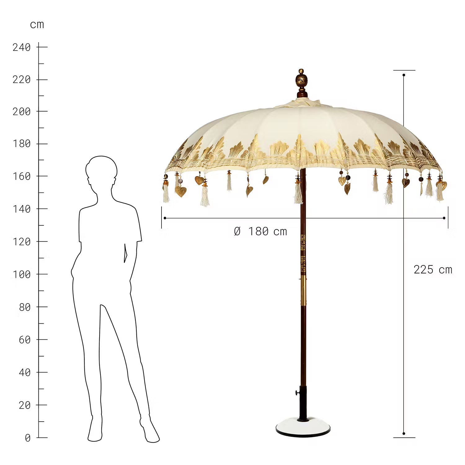 ORIENTAL LOUNGE Sonnenschirm - Baumwollstoff / Fruchtholz - Creme