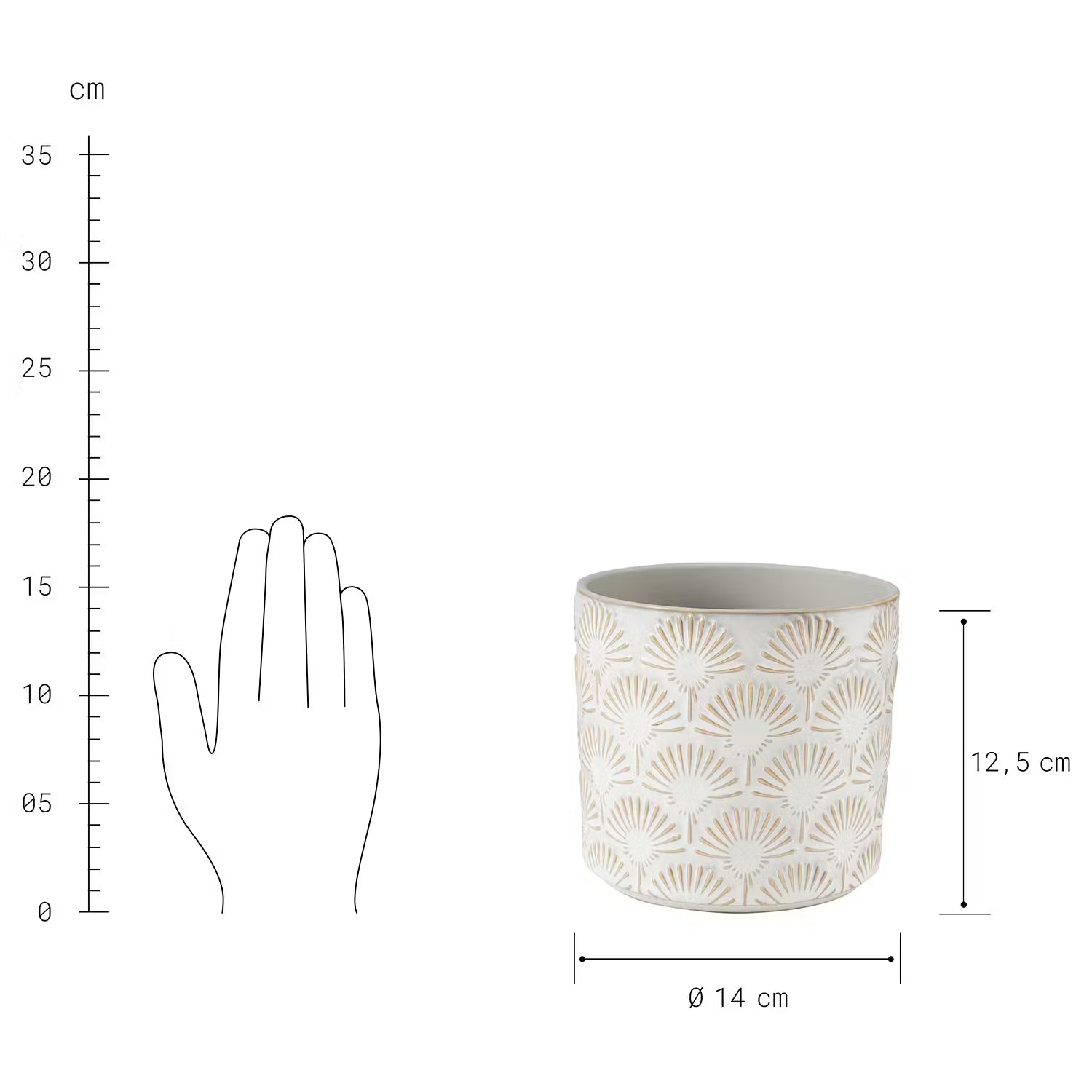 BLOOMY Blumentopf - Steinzeug - Creme