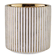 GOLDIE Blumentopf Streifen - Weiß - Steingut - 12 x 12 x 12 cm