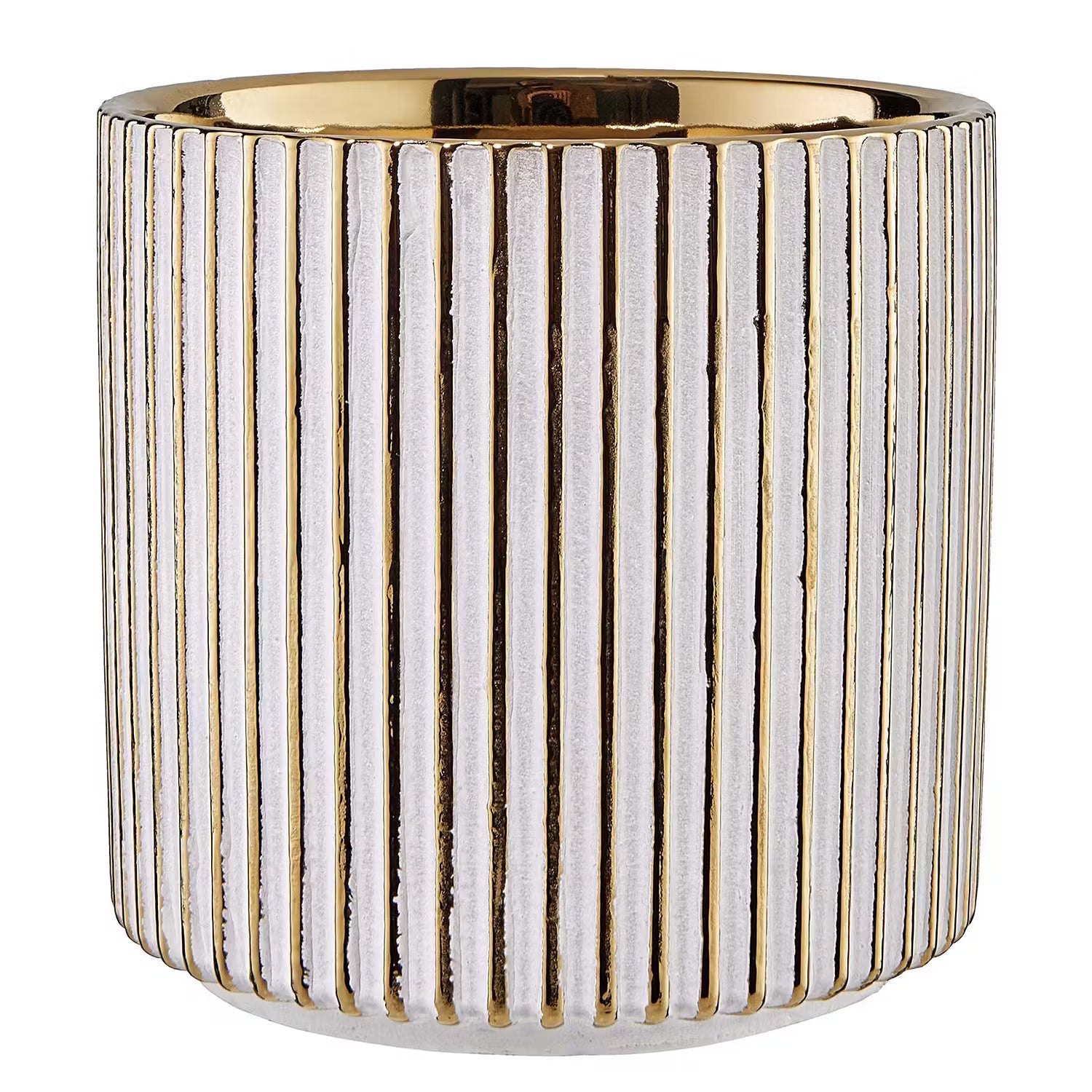 GOLDIE Blumentopf Streifen - Weiß - Steingut - 12 x 12 x 12 cm
