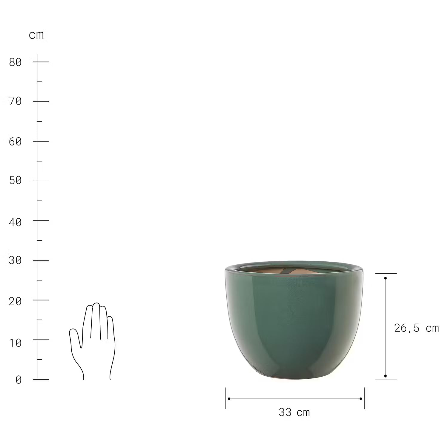 GLAZE Blumentopf - Steinzeug - Grün - Durchmesser: 33 cm
