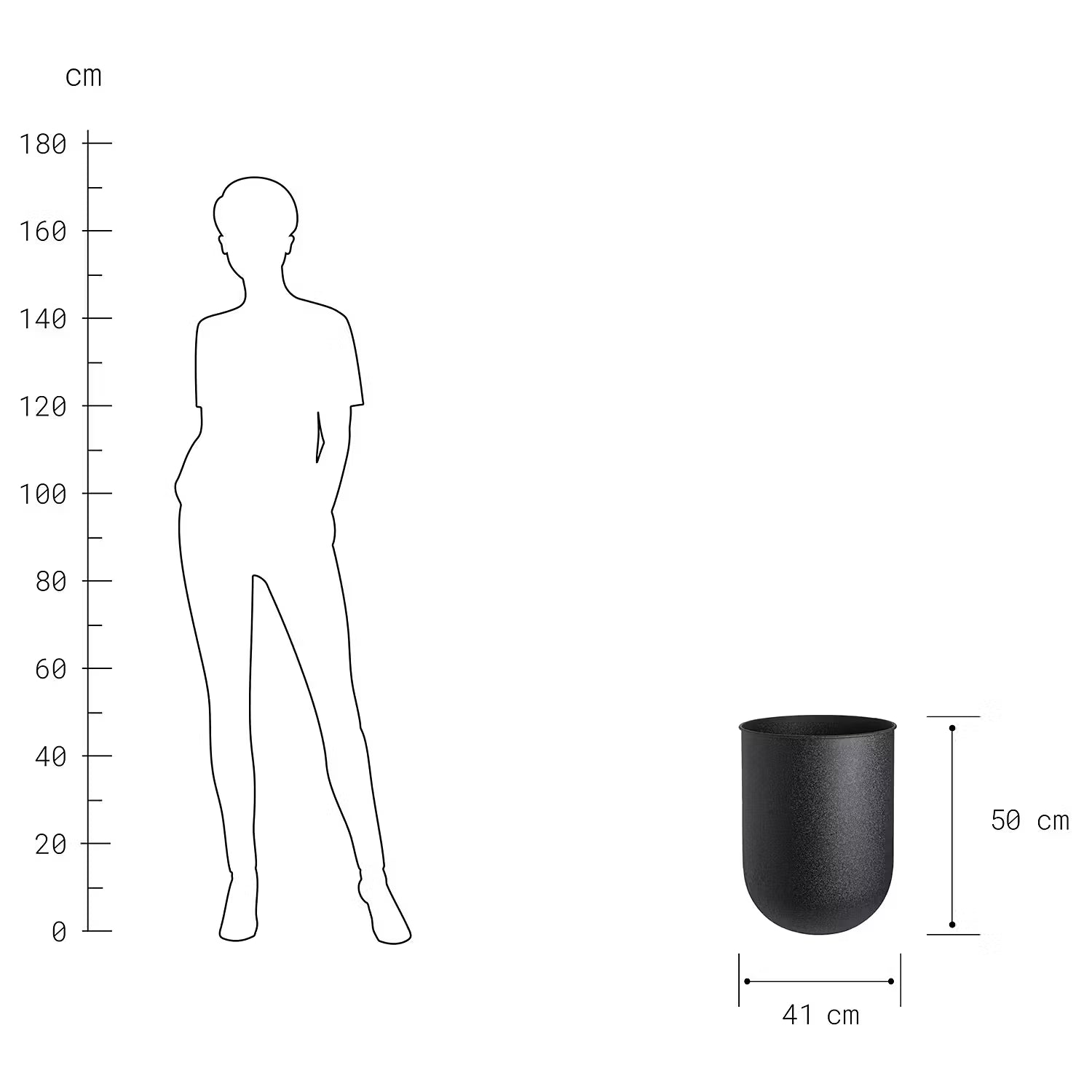 RAW Blumentopf - Eisen - Schwarz - Höhe: 50 cm