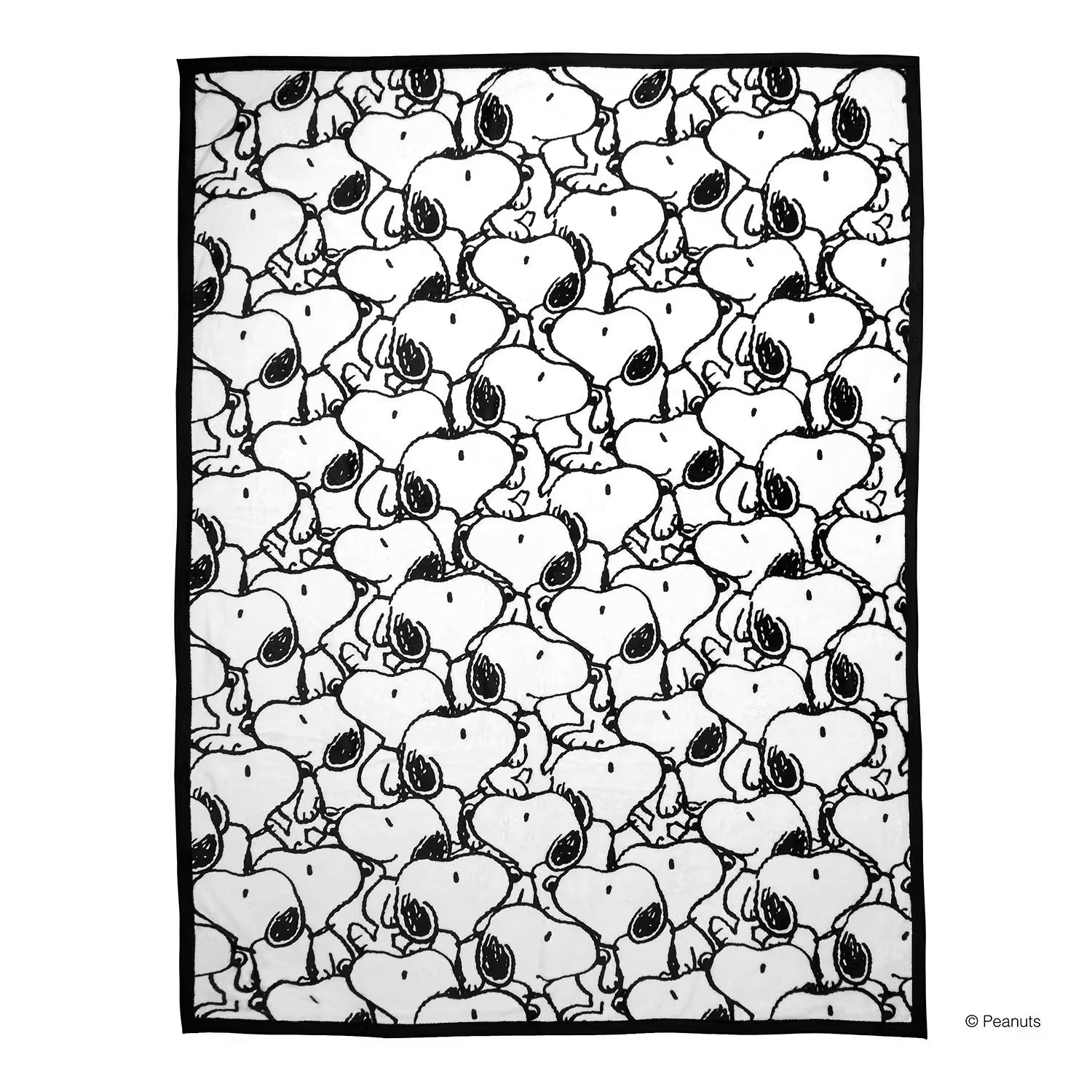 PEANUTS Flanelldecke Snoopy allover - Polyester - Schwarz / Weiß
