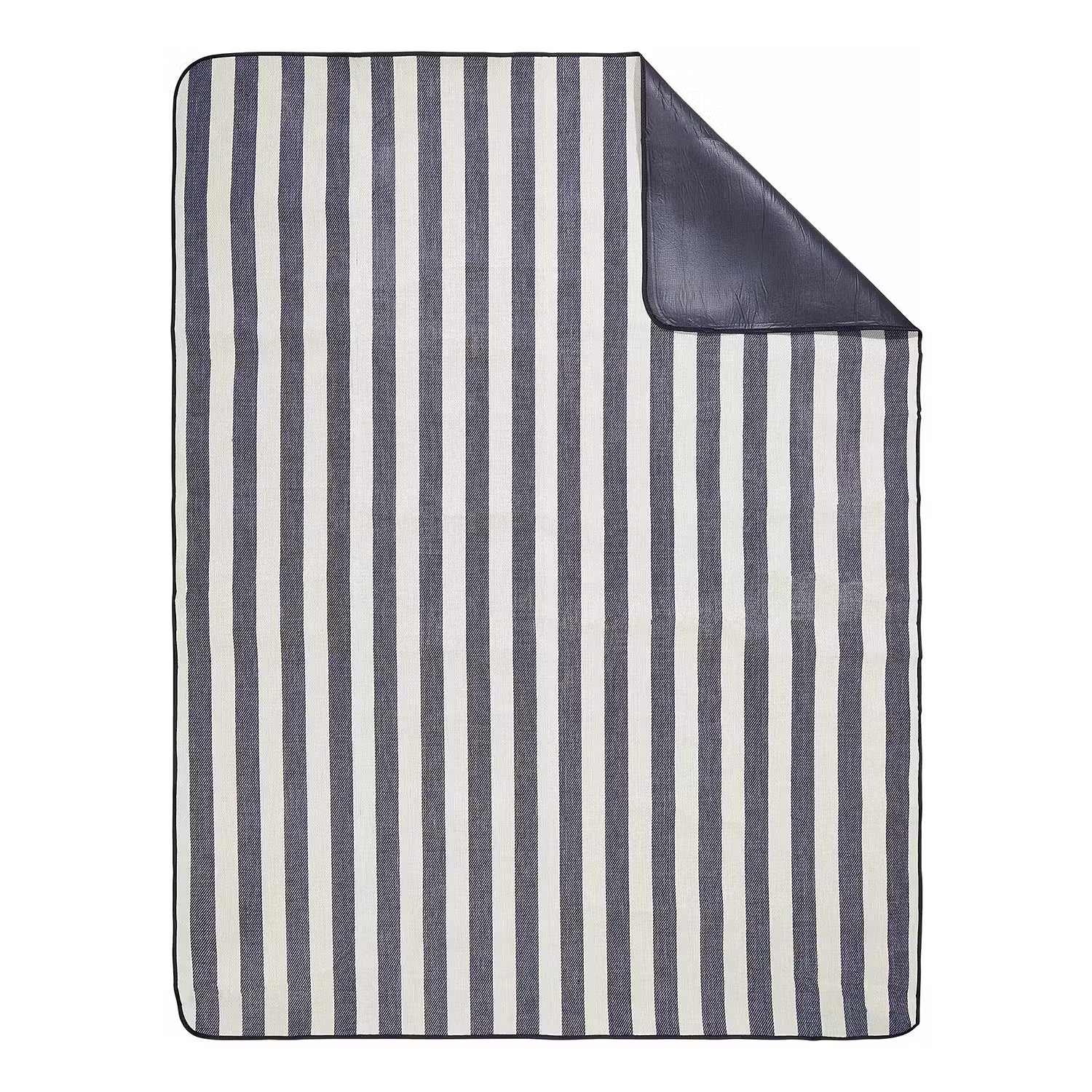 WANDERLUST Picknickdecke Streifen - Polyacryl / Polyester - Creme