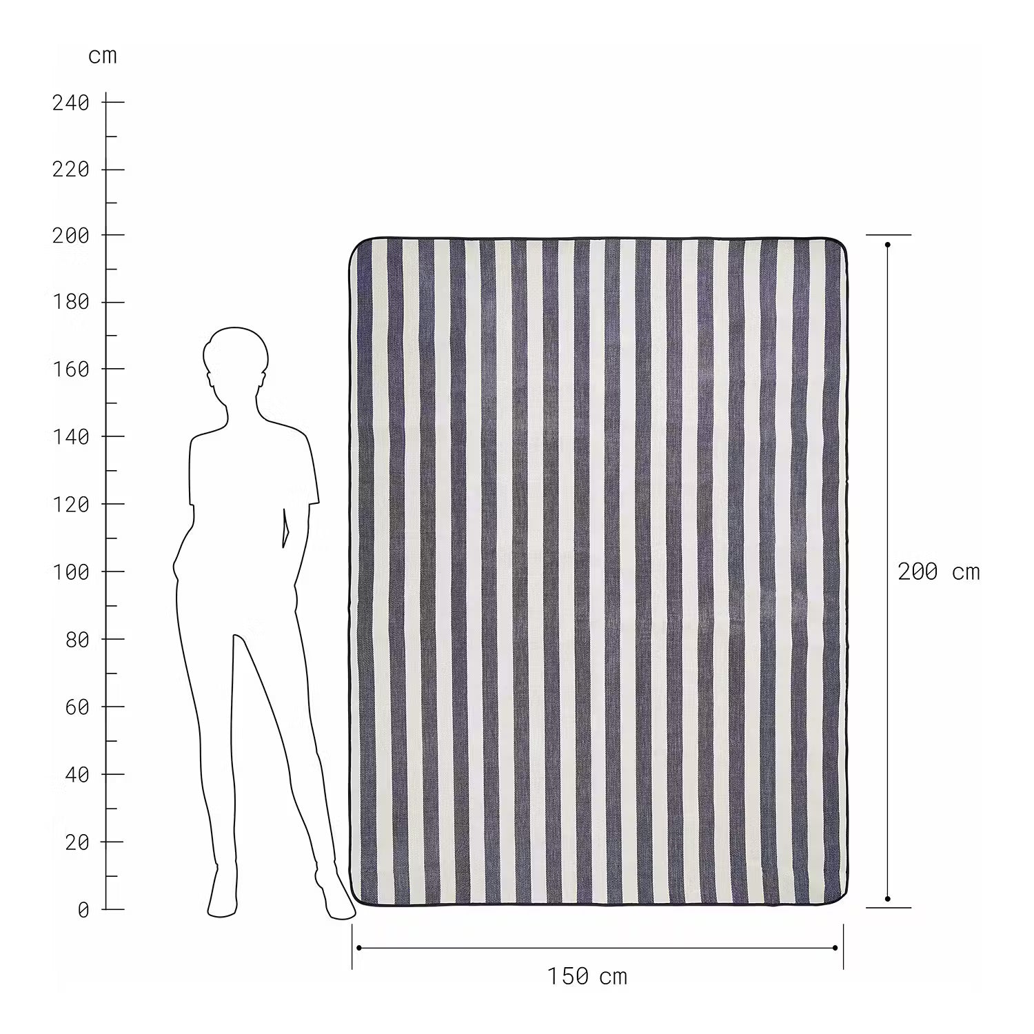 WANDERLUST Picknickdecke Streifen - Polyacryl / Polyester - Creme