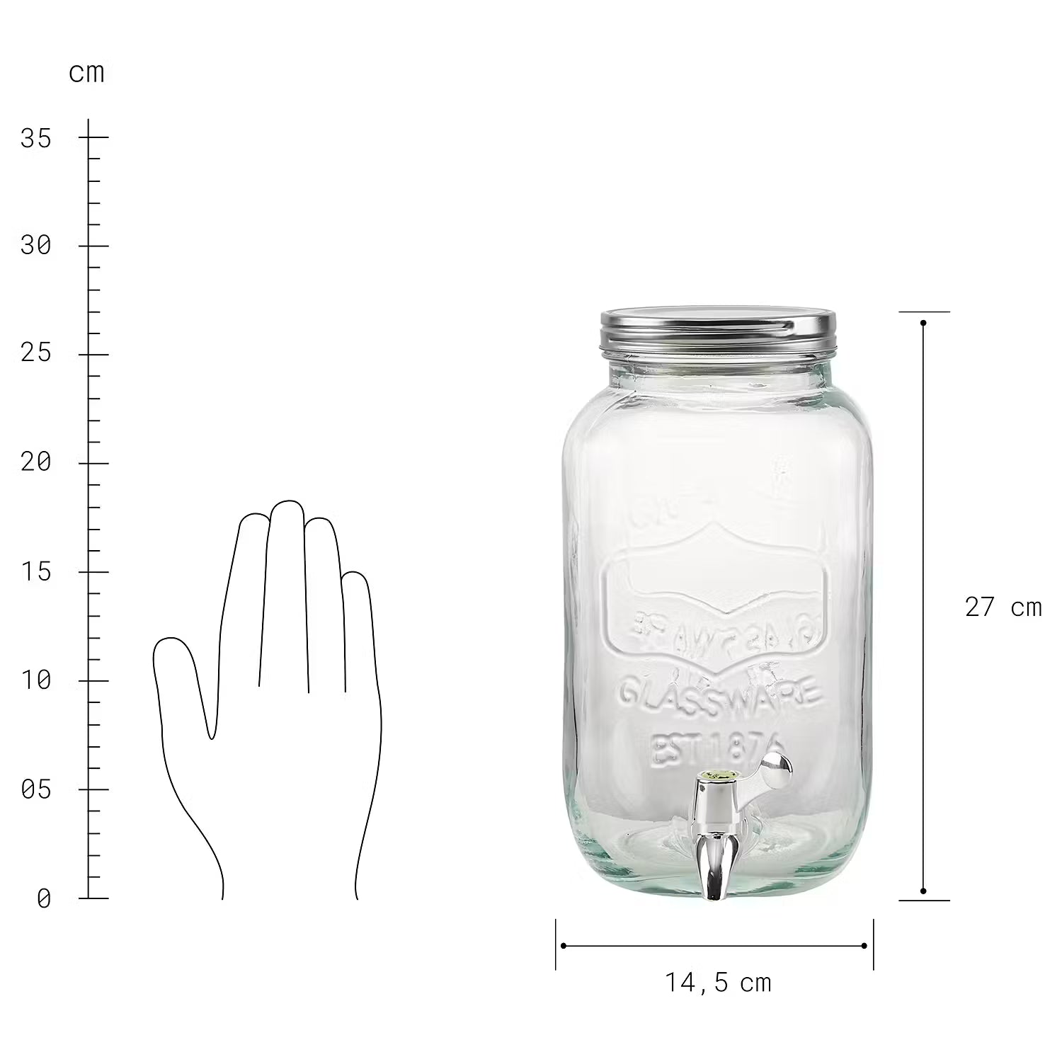 REFRESH Getränkespender 2-tlg. - Glas / Eisen - Transparent