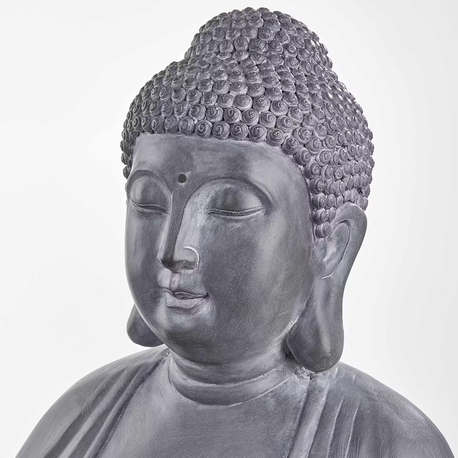 BUDDHA Kerzenhalter - Kaolinit / Steinpulver - Grau - Höhe: 68 cm