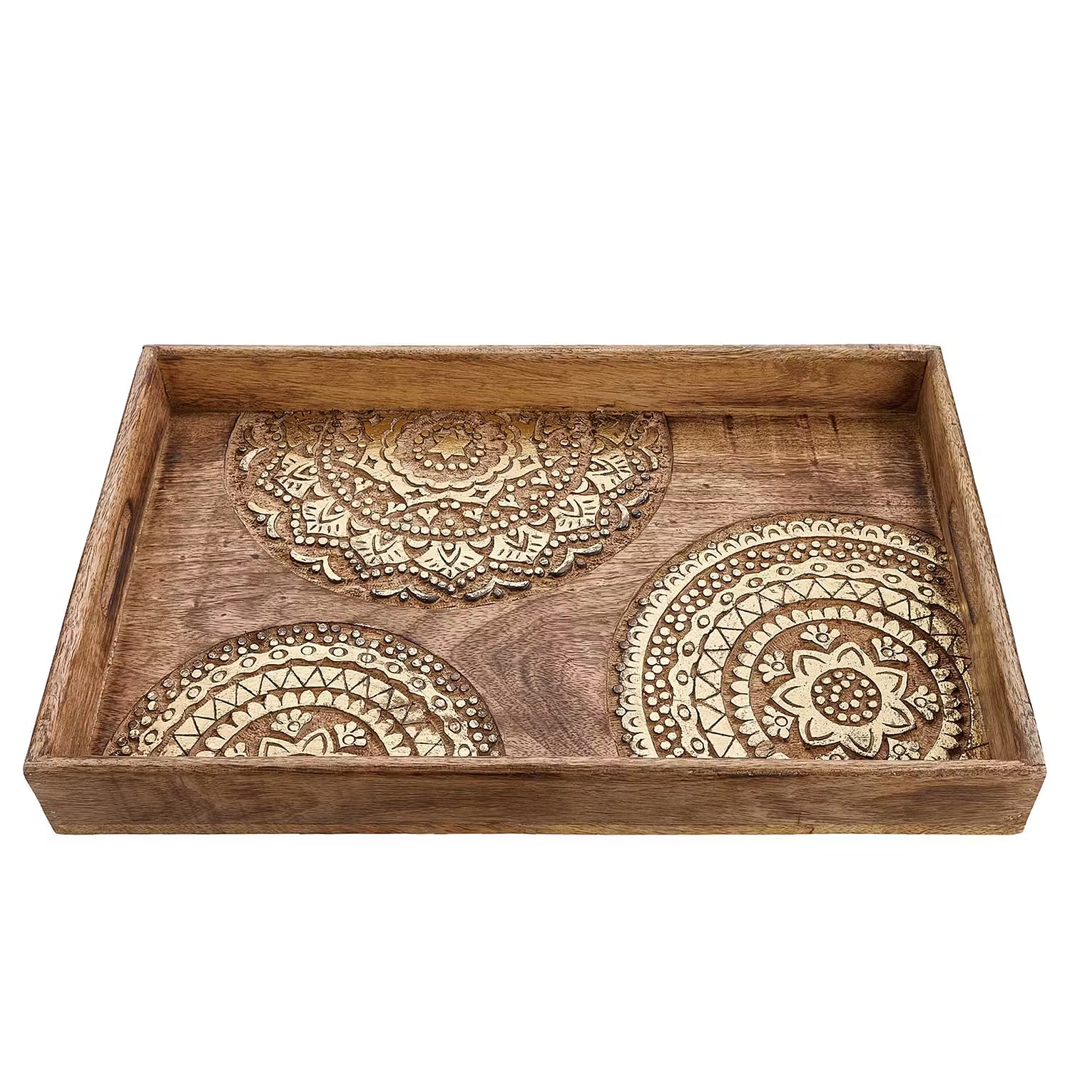 BALI Tablett - Mangoholz - Braun / Gold