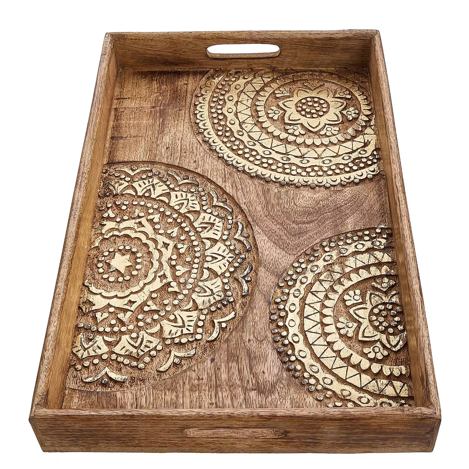 BALI Tablett - Mangoholz - Braun / Gold