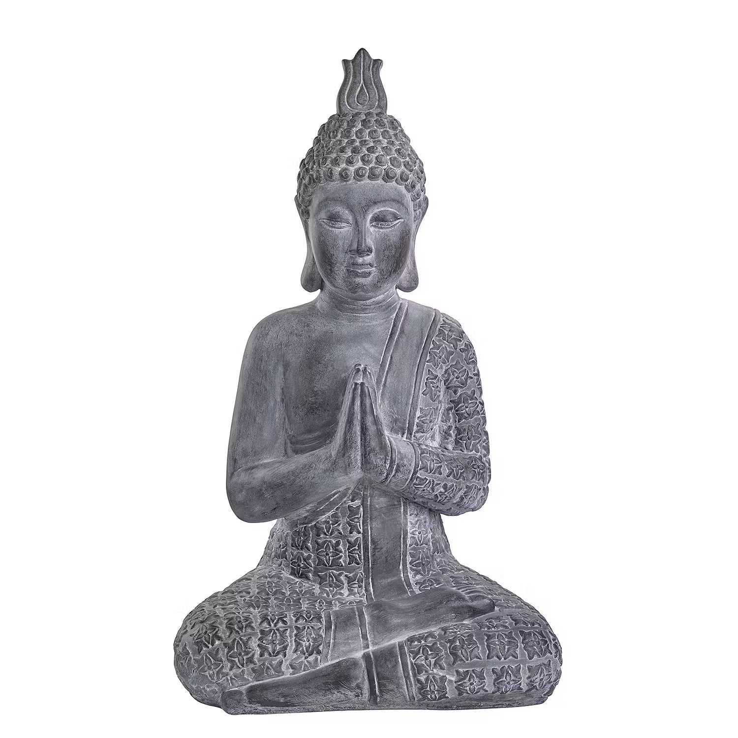 BUDDHA Deko-Figur - Kaolinit / Steinpulver - Grau