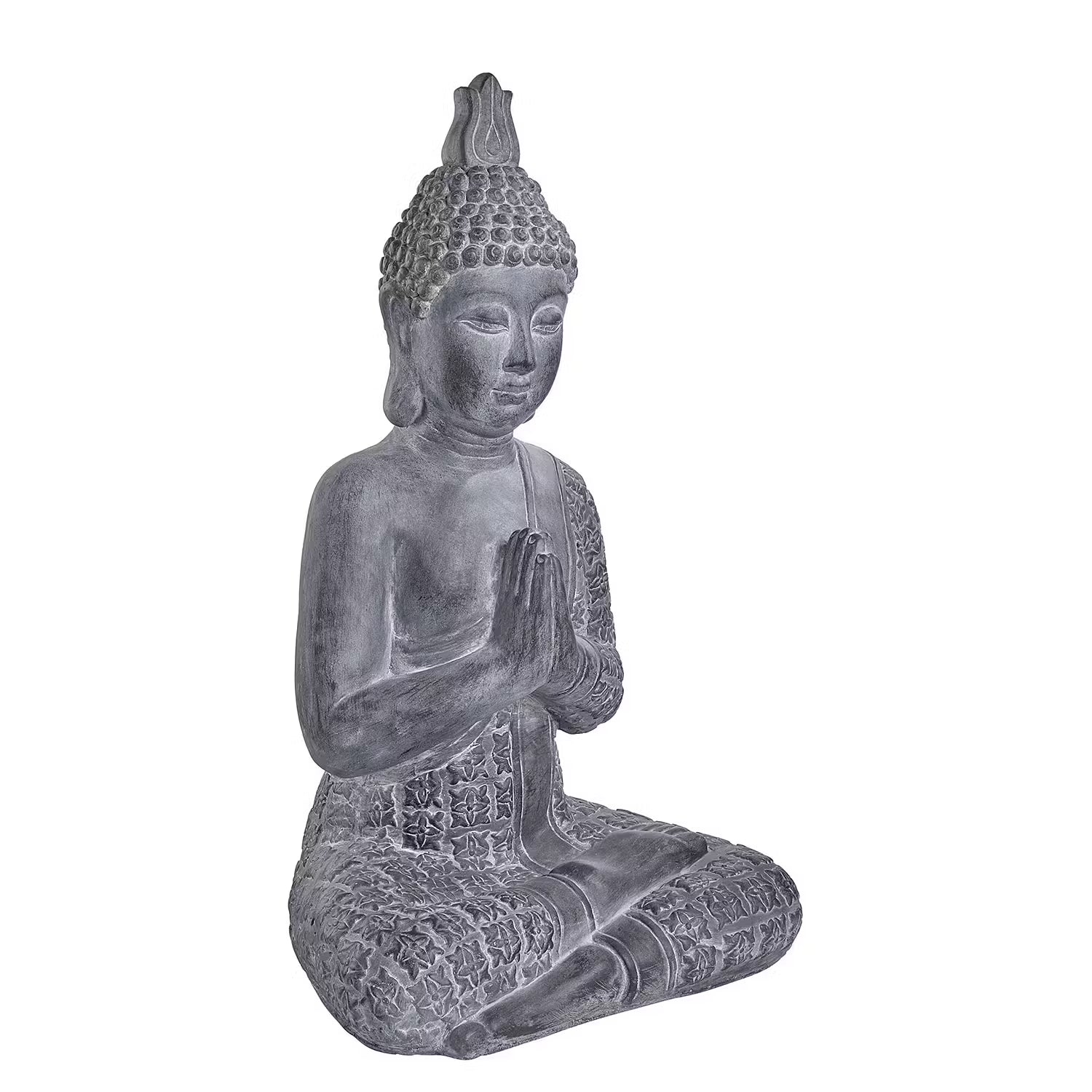 BUDDHA Deko-Figur - Kaolinit / Steinpulver - Grau