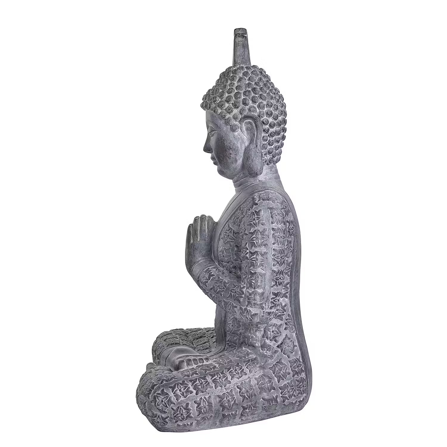 BUDDHA Deko-Figur - Kaolinit / Steinpulver - Grau
