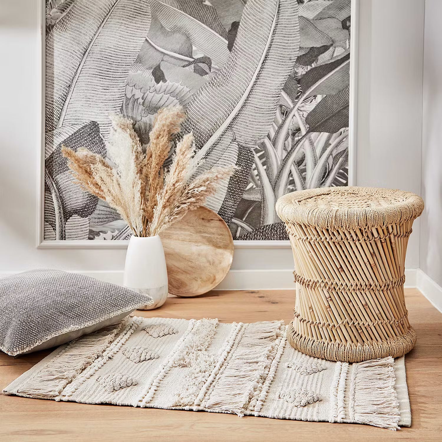 ETHNO LODGE Hocker - Bambus / Jute - Natur