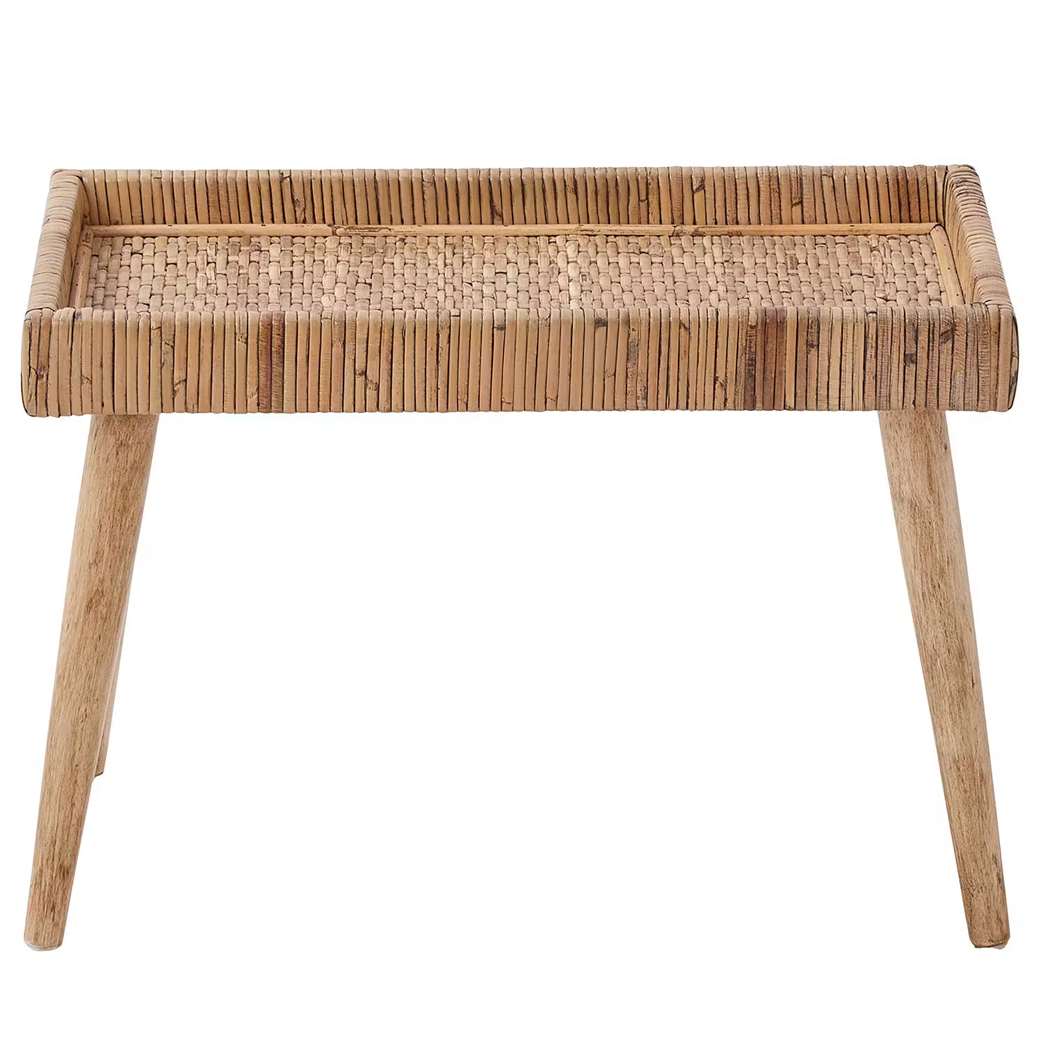 BASSE Beistelltisch - Rattan / Mindiholz - Natur