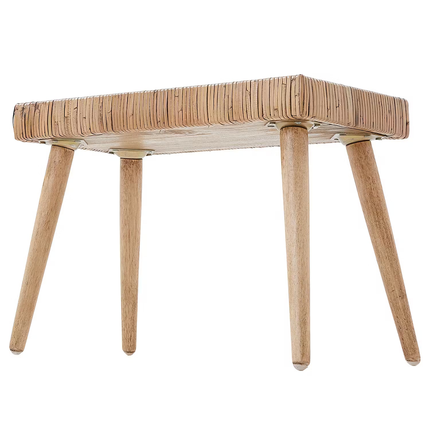 BASSE Beistelltisch - Rattan / Mindiholz - Natur