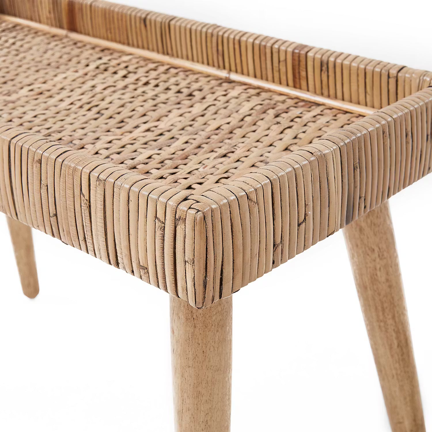 BASSE Beistelltisch - Rattan / Mindiholz - Natur